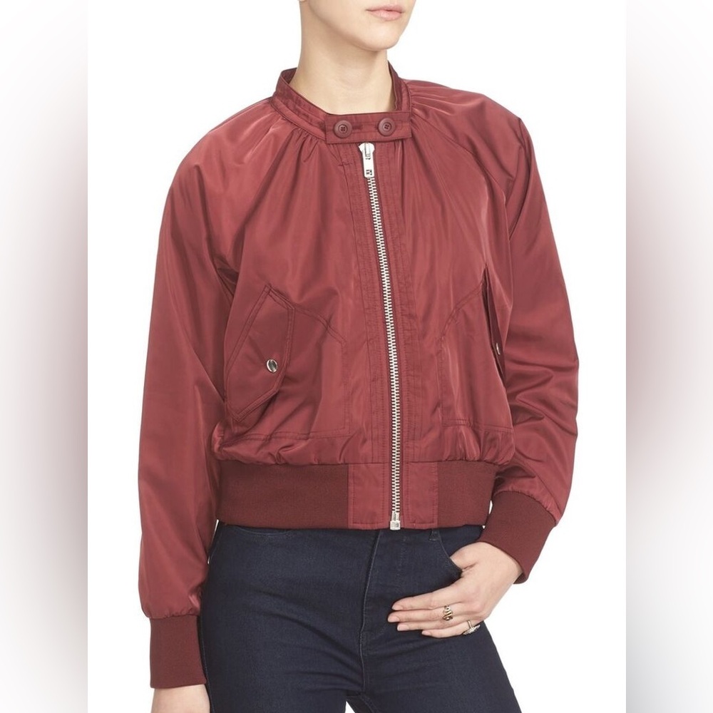 Free People Midnight Bomber Jacket in Merlot